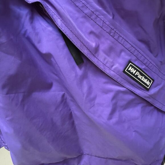 VTG Helly Hansen Men’s Packable Multi-Pocket Black Purple Rain Jacket Sz L - Picture 7 of 13